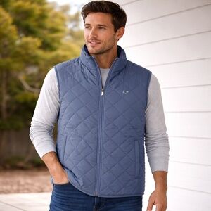 NWT MEN'S VINEYARD VINES OUTERWEAR DORSET QUILTED VEST SIZE S NAVY BLUE FULL ZIP